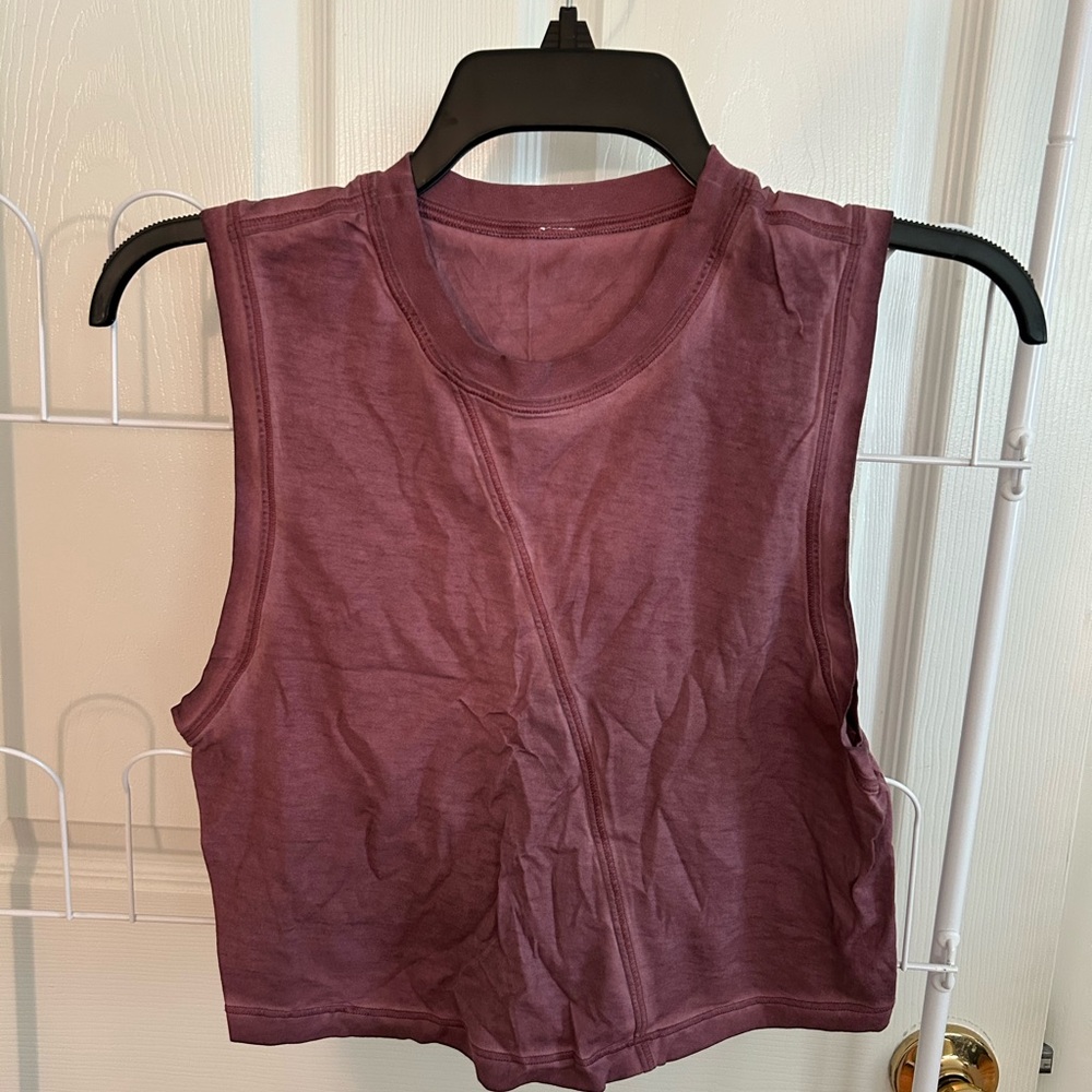 Pink Crop Sleeveless Muscle Tee